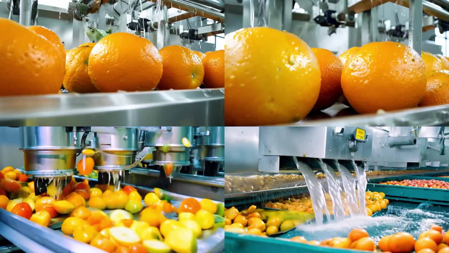 現代化橙子橙汁清洗農產品包裝加工生產線